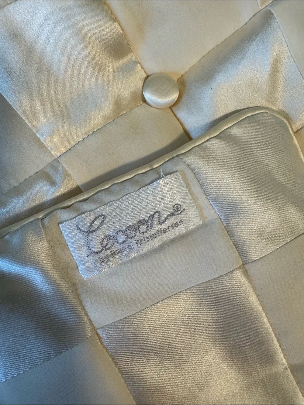 100% Silk Cocoon by Randi Kristoffersen Luxury Patchwork Throw Blanket Ivory